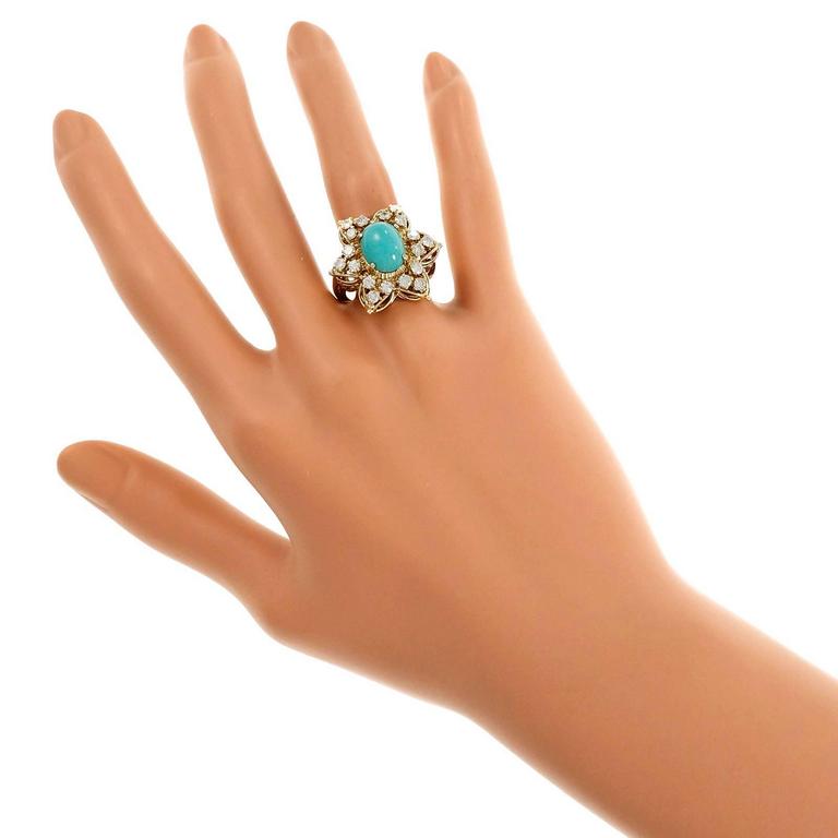 Natural Persian Turquoise Diamond Cocktail Ring For Sale at 1stDibs ...