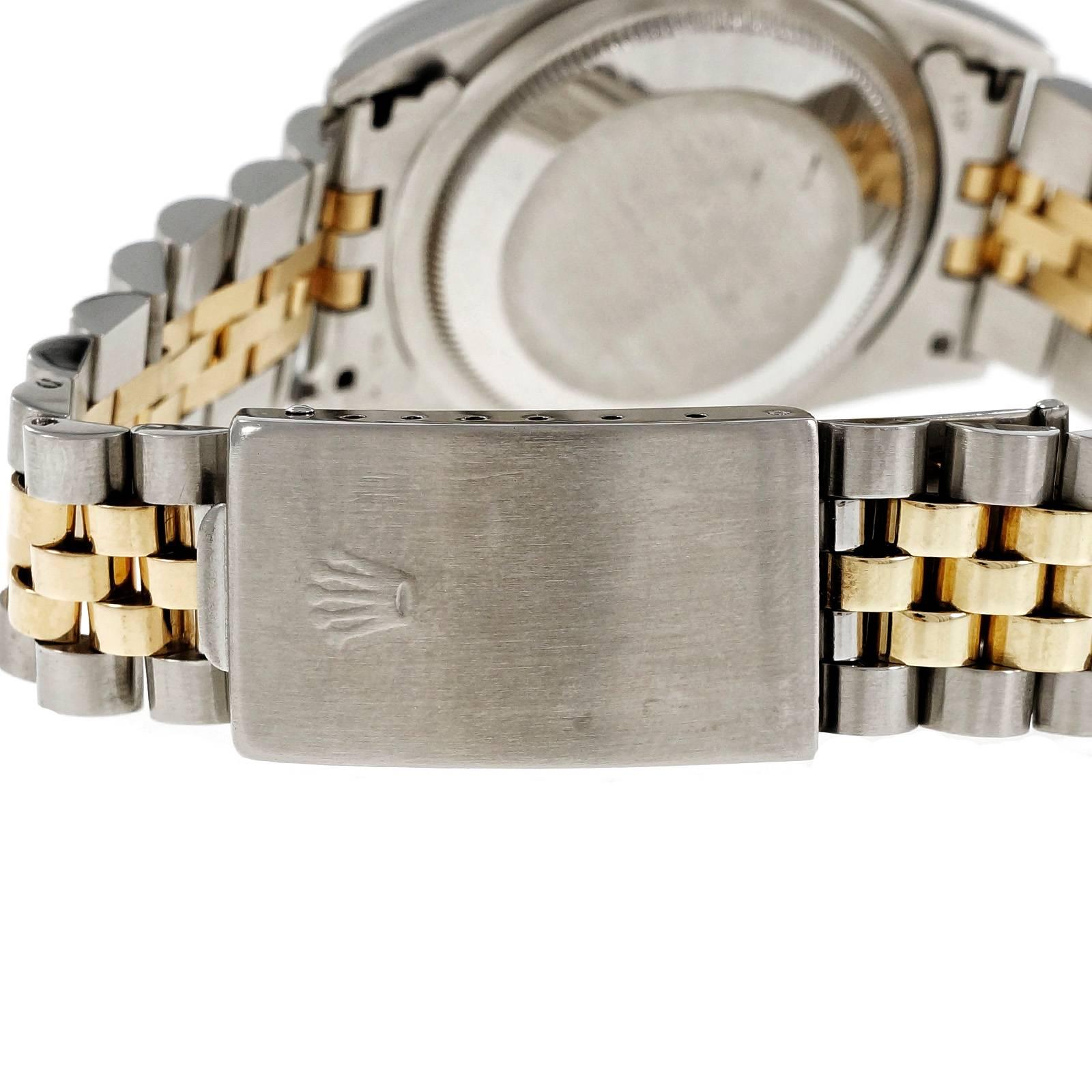 Rolex Gold Stahl Datejust schwarzes Zifferblatt Armbanduhr ref 16233 1