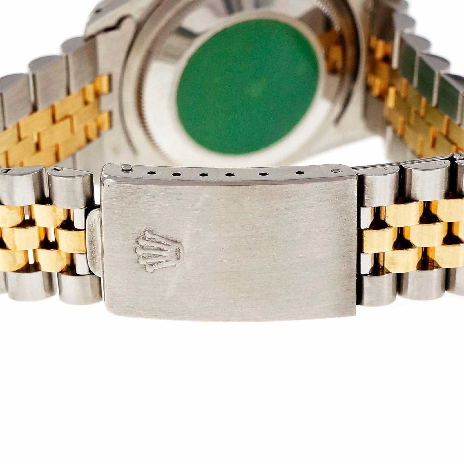 Rolex Gold Steel Datejust Gold Dial Wristwatch ref 16233 In Good Condition In Stamford, CT