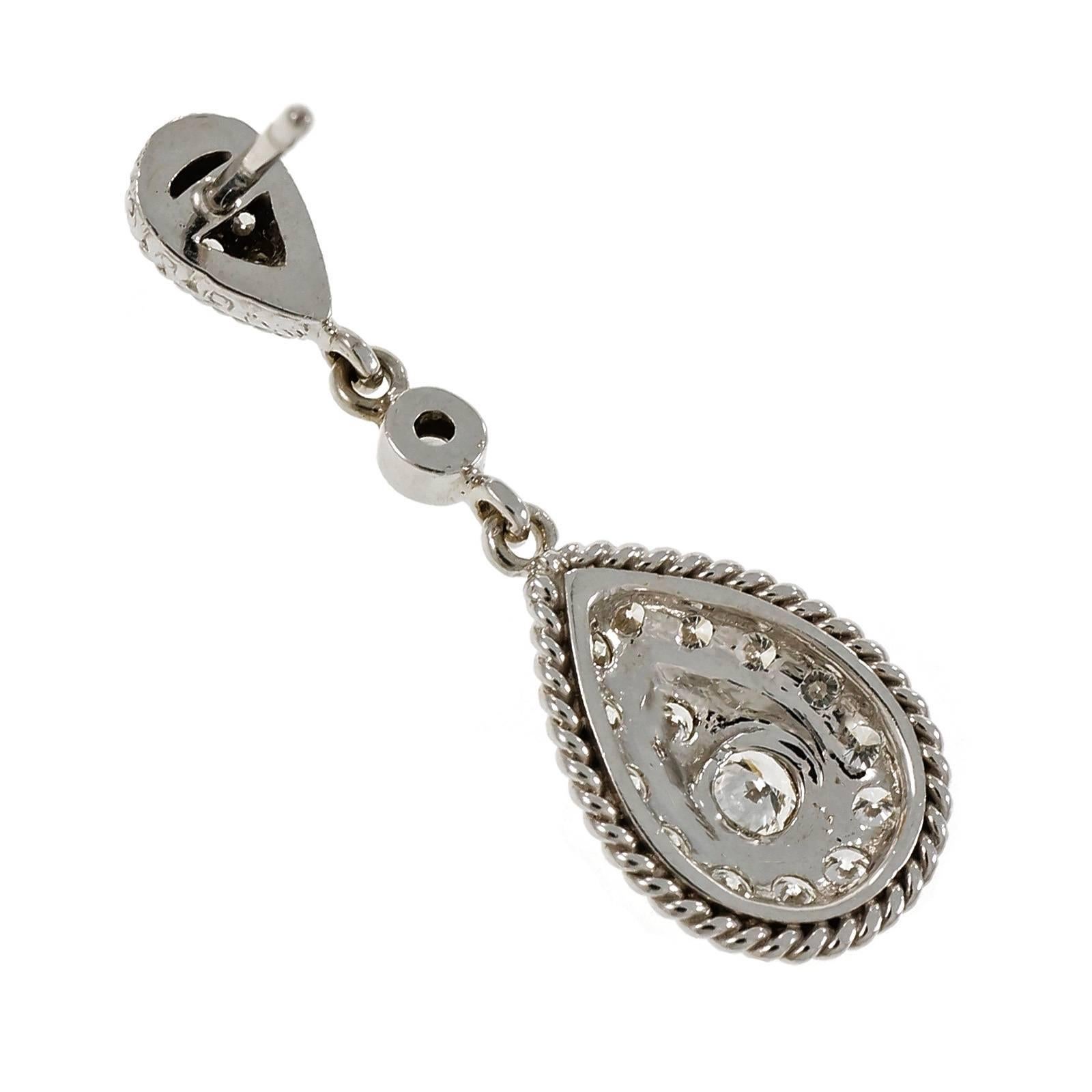 Women's Diamond Gold Tear Drop Dangle Earrings