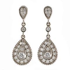 Diamond Gold Tear Drop Dangle Earrings