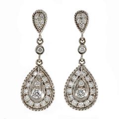 Diamond Gold Tear Drop Dangle Earrings 10