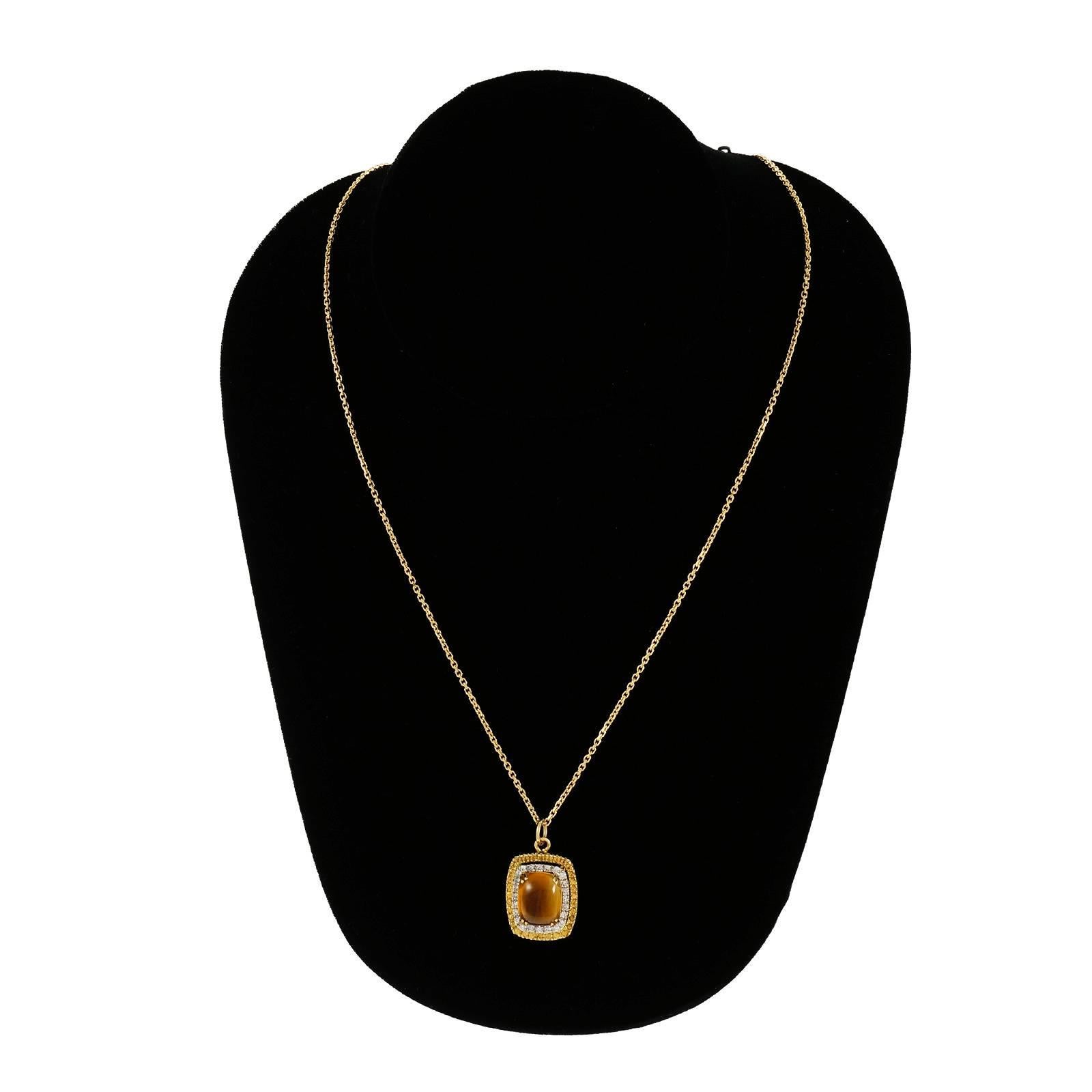  Citrine Yellow Sapphire Diamond Gold Pendant Necklace 3