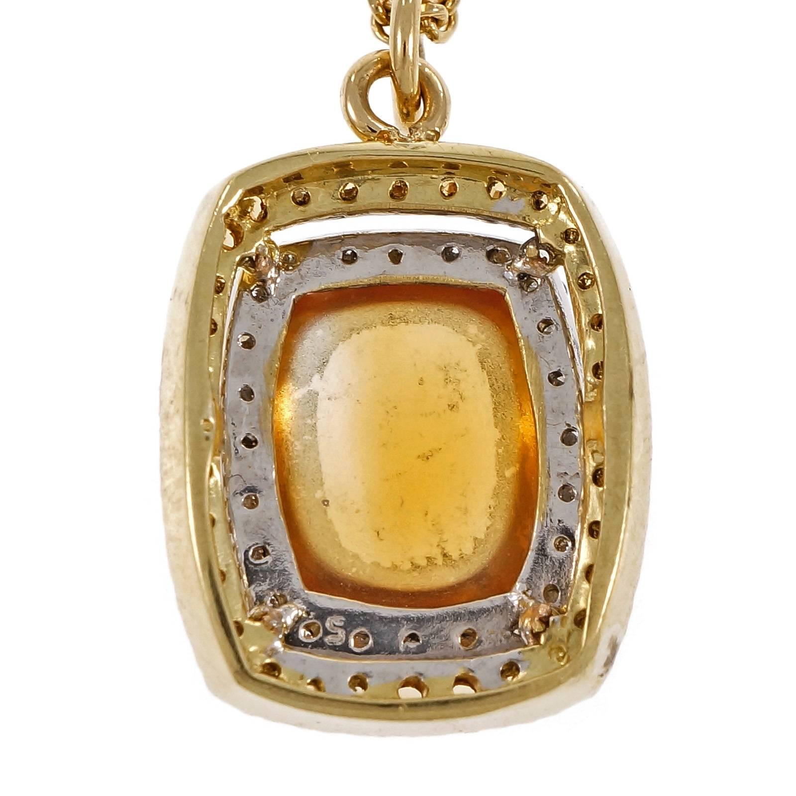  Citrine Yellow Sapphire Diamond Gold Pendant Necklace 1