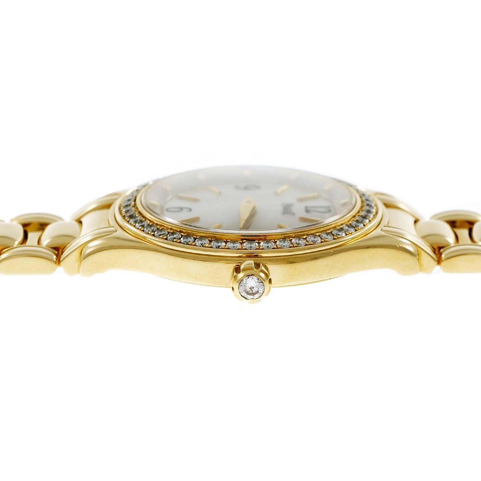 Women's Piaget Ladies Gold Diamond Mother Of Pearl Dial Wristwatch