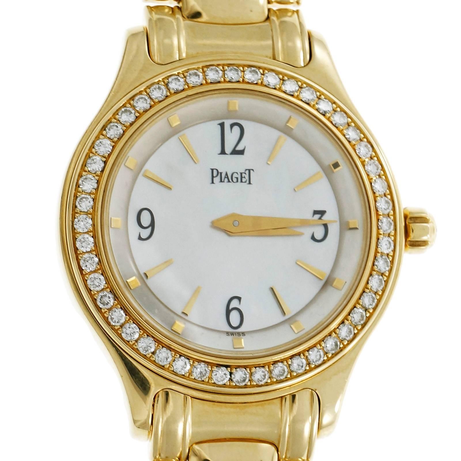 Piaget Ladies Gold Diamond Mother Of Pearl Dial Wristwatch