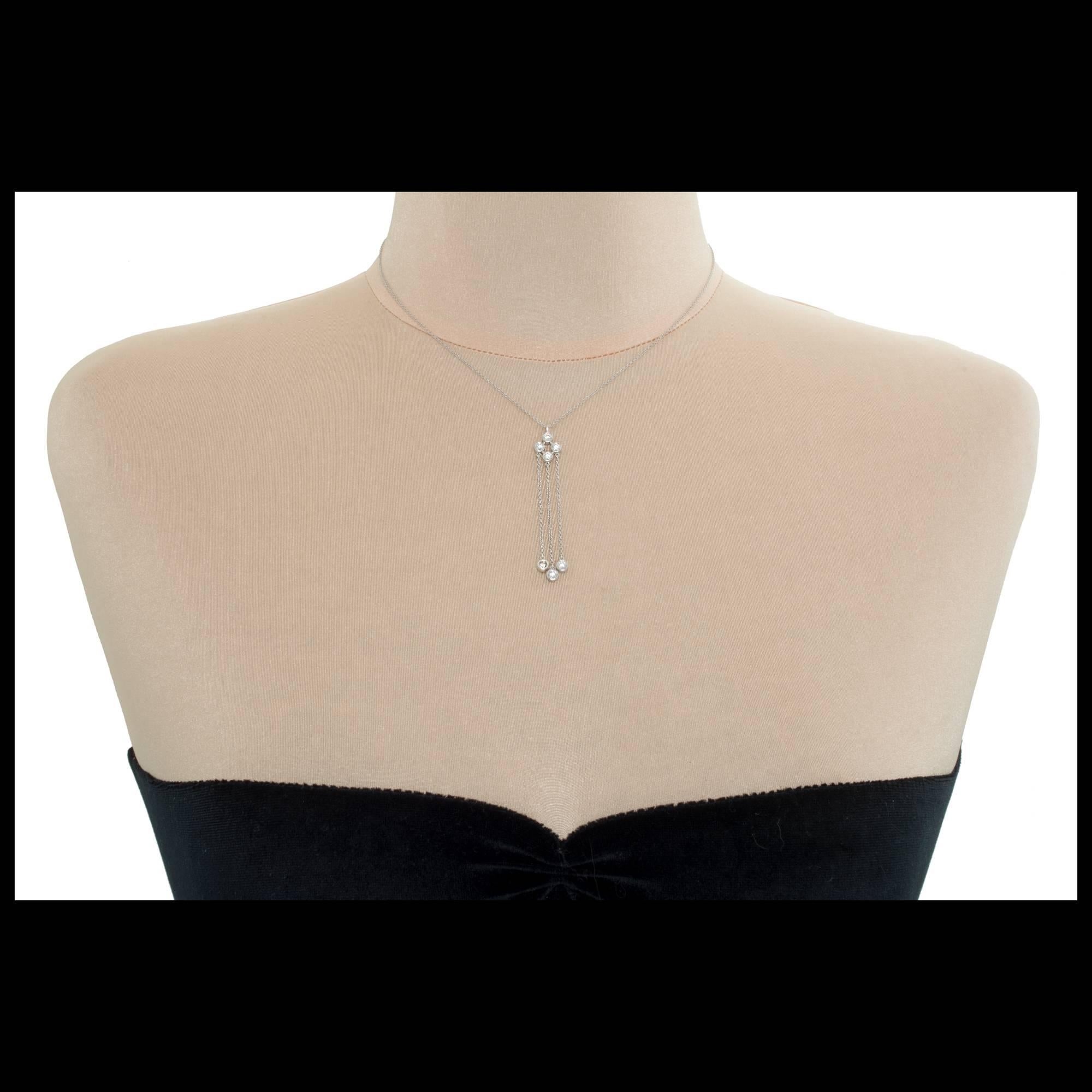 Tiffany & Co. Triple Dangle Diamond Platinum Necklace  2