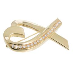 Tiffany & Co. Paloma Picasso Large Diamond Gold Heart Brooch
