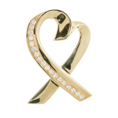 Retro Tiffany & Co. Paloma Picasso Large Diamond Gold Heart Brooch
