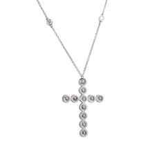 Tiffany & Co. Diamond Platinum Jazz Cross Pendant Necklace