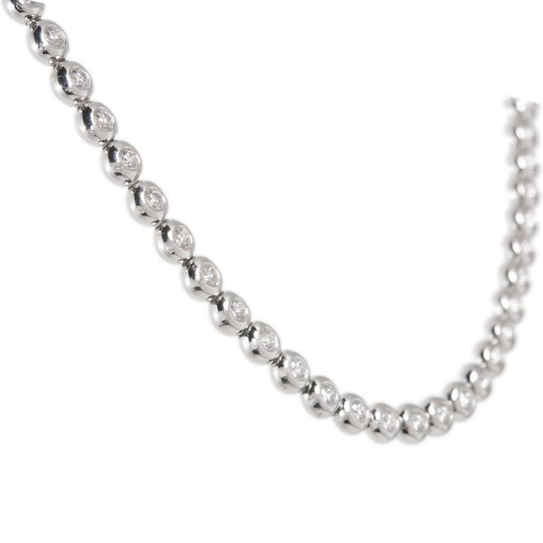 Tiffany and Co. 5.00 Carat Diamond Platinum Bezel Set Tennis Necklace at  1stDibs | diamond tennis necklace tiffany, bezel set diamond necklace  tiffany, tiffany bezel set diamond necklace