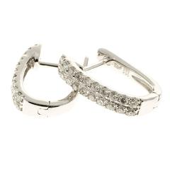 Two Row Diamond Gold Huggie Hoop Earrings