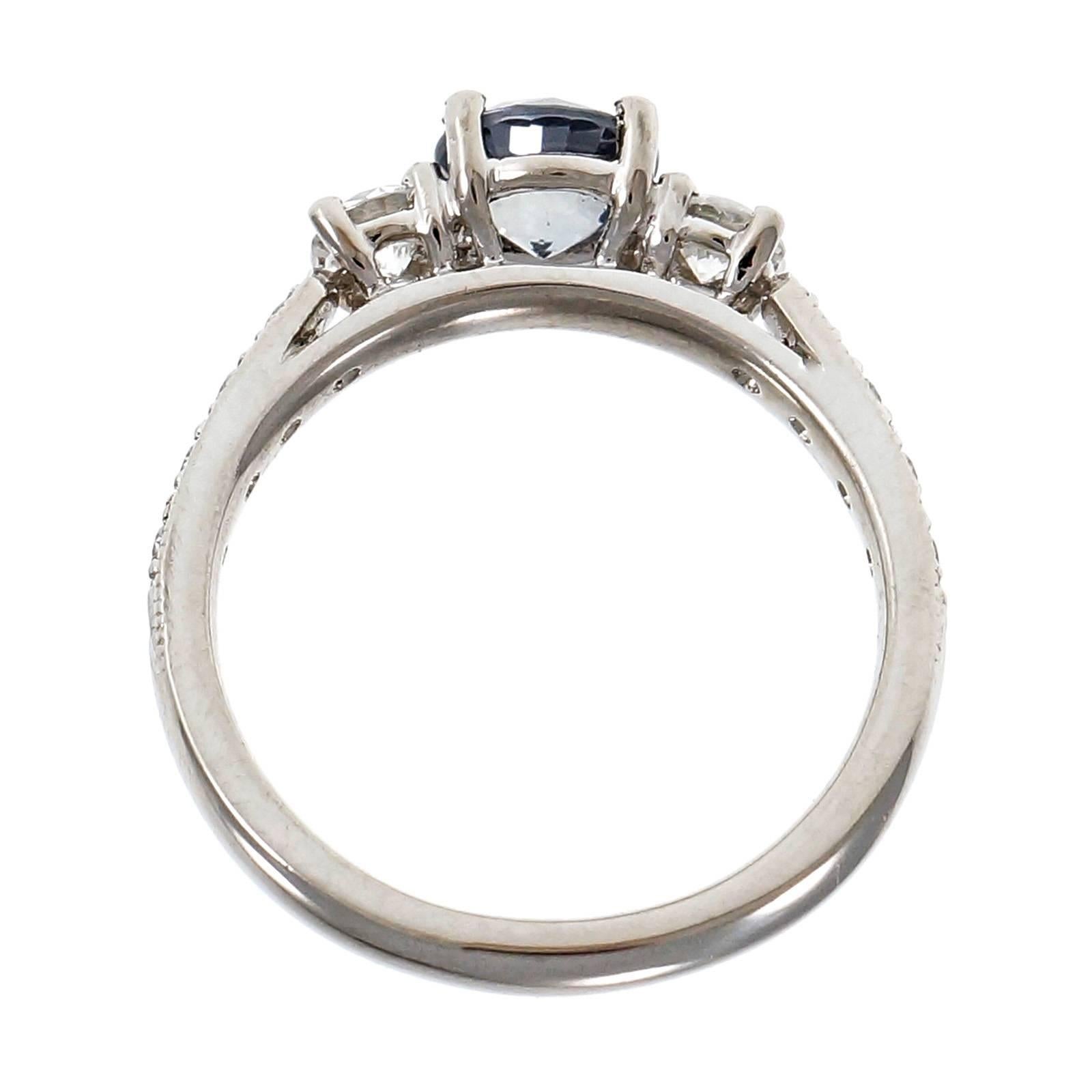 Peter Suchy Natural Sapphire Diamond Platinum Engagement Ring In Good Condition For Sale In Stamford, CT
