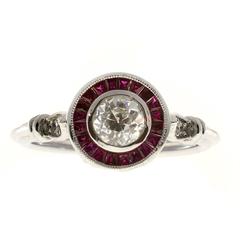 Diamond Ruby Halo Platinum Engagement Ring 2