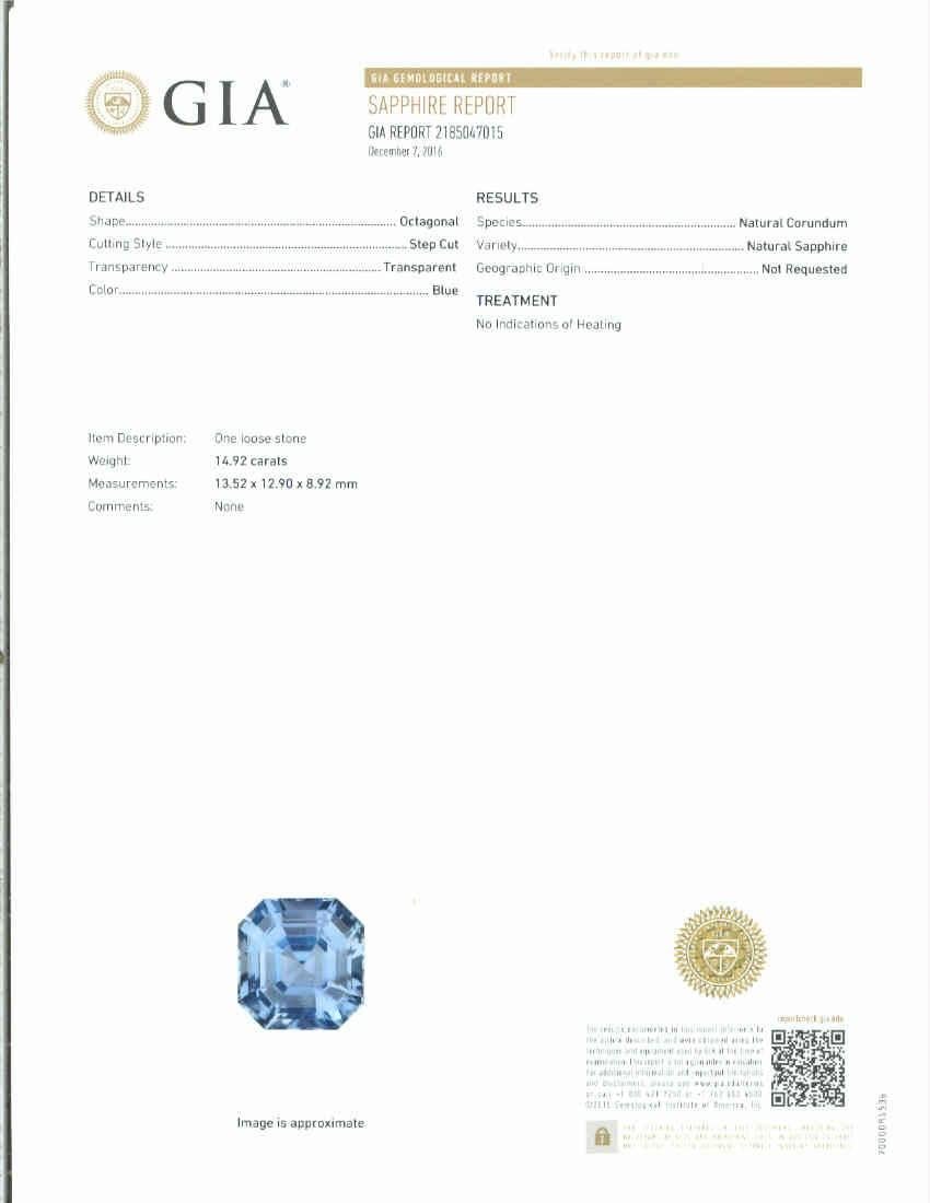 Peter Suchy GIA 14.92 Carat Blue Sapphire Diamond Three-Stone Engagement Ring  1