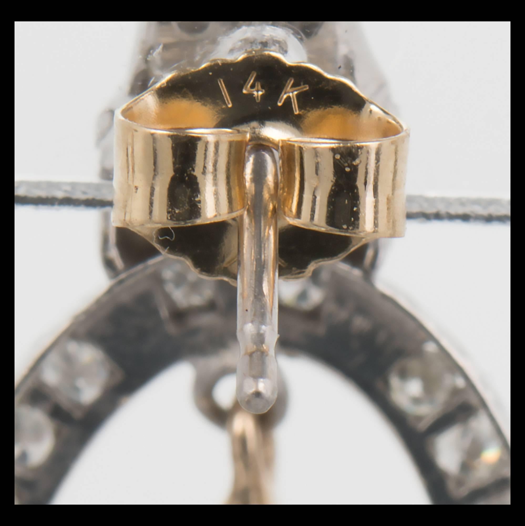 Women's 1940s Aquamarine Diamond Gold Platinum Dangle Earrings  For Sale