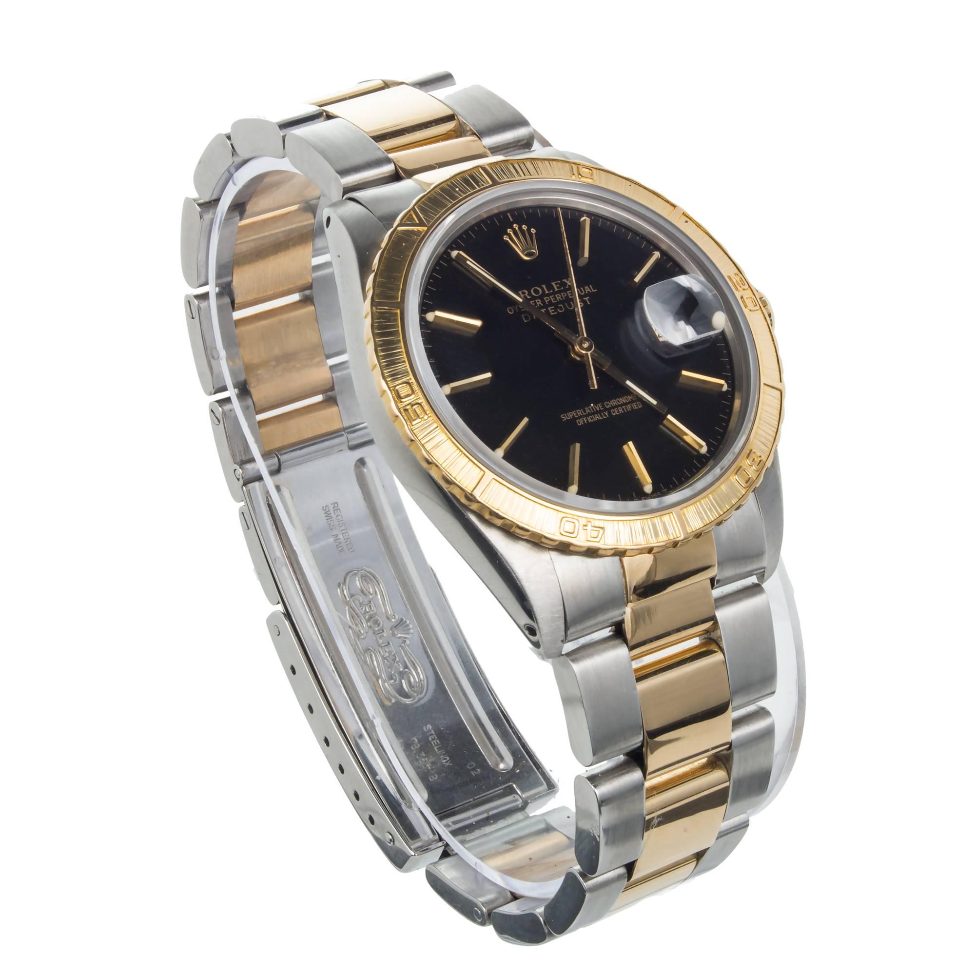 Men's Rolex Yellow Gold Stainless Steel Thunderbird Turn O Graph DateJust Wristwatch