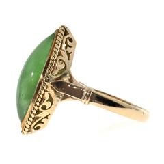 Marquise Jadeite Jade Rose Gold Cocktail Ring