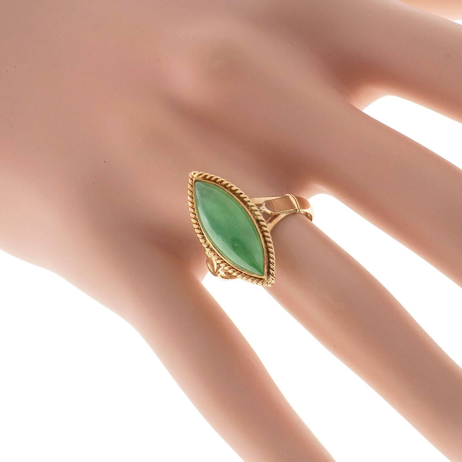 Marquise Cut Marquise Jadeite Jade Rose Gold Cocktail Ring