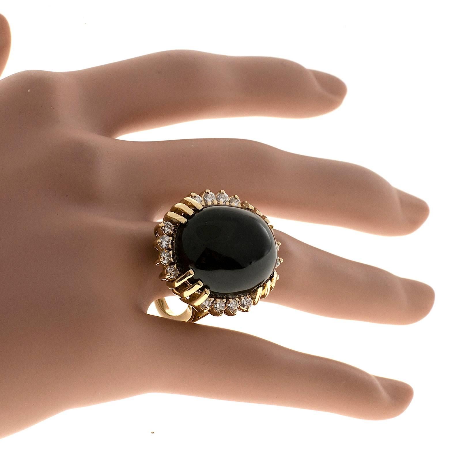 Black Onyx Diamond Dome Gold Cocktail Ring 3