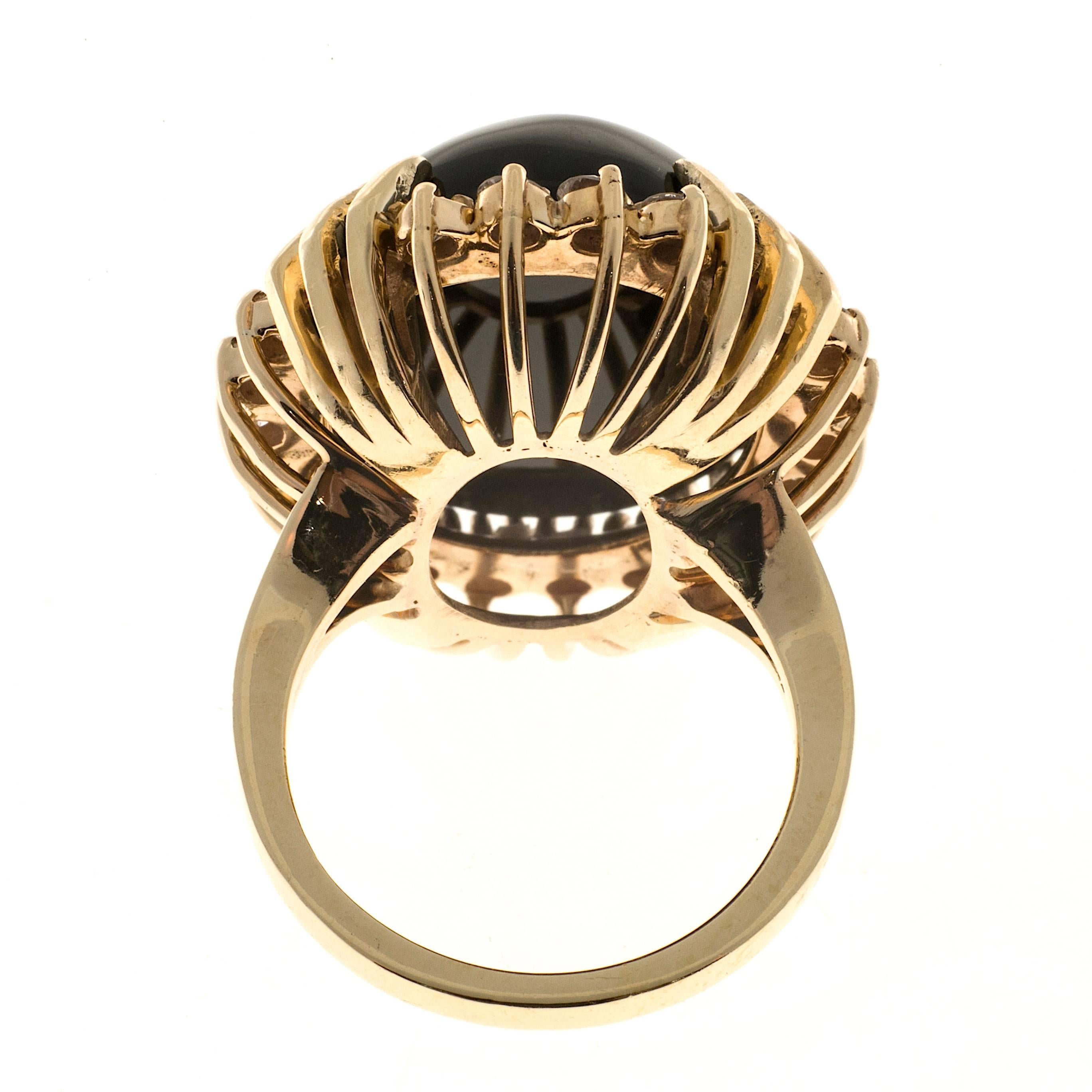 Women's Black Onyx Diamond Dome Gold Cocktail Ring