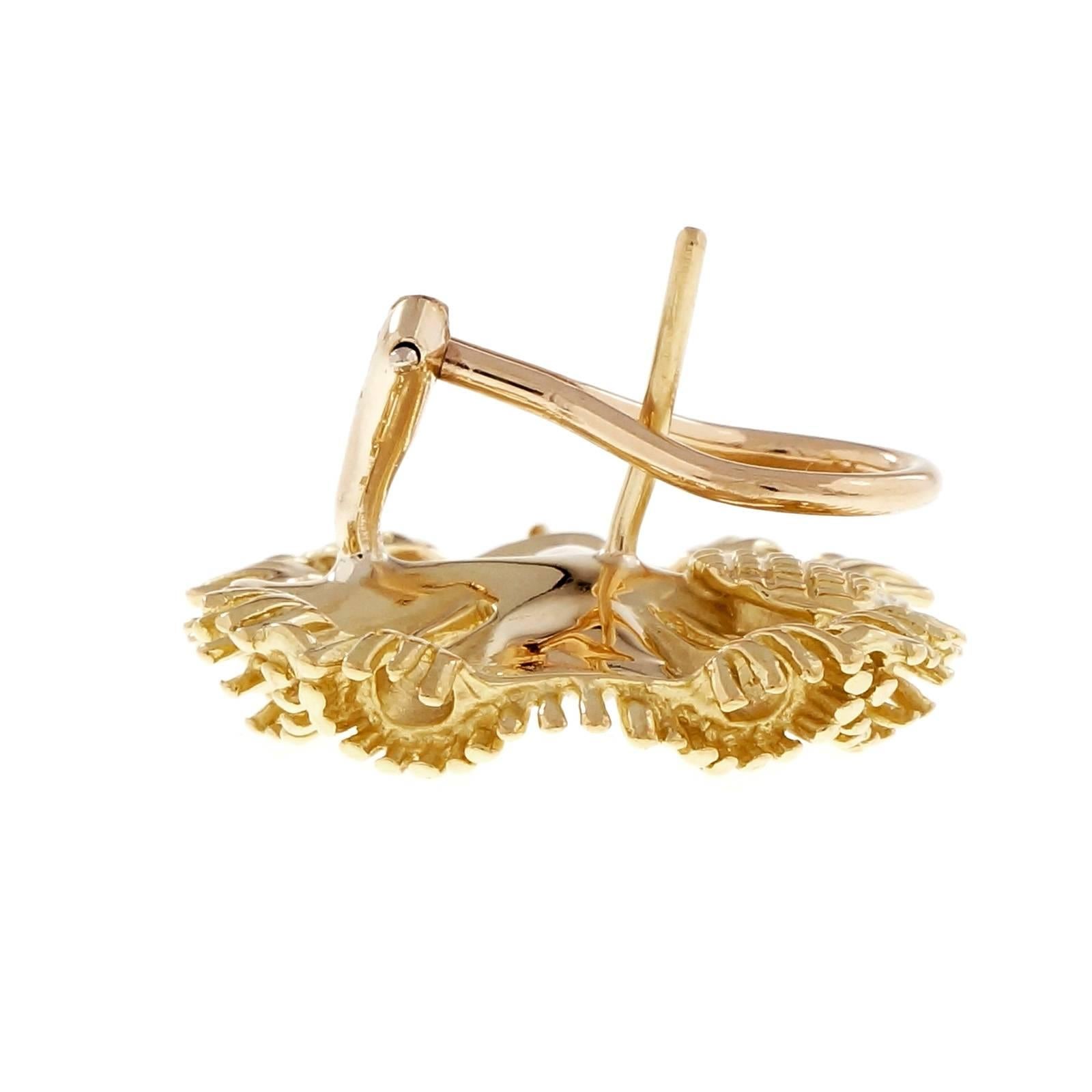 Women's Diamond Cluster Gold Fan Earrings