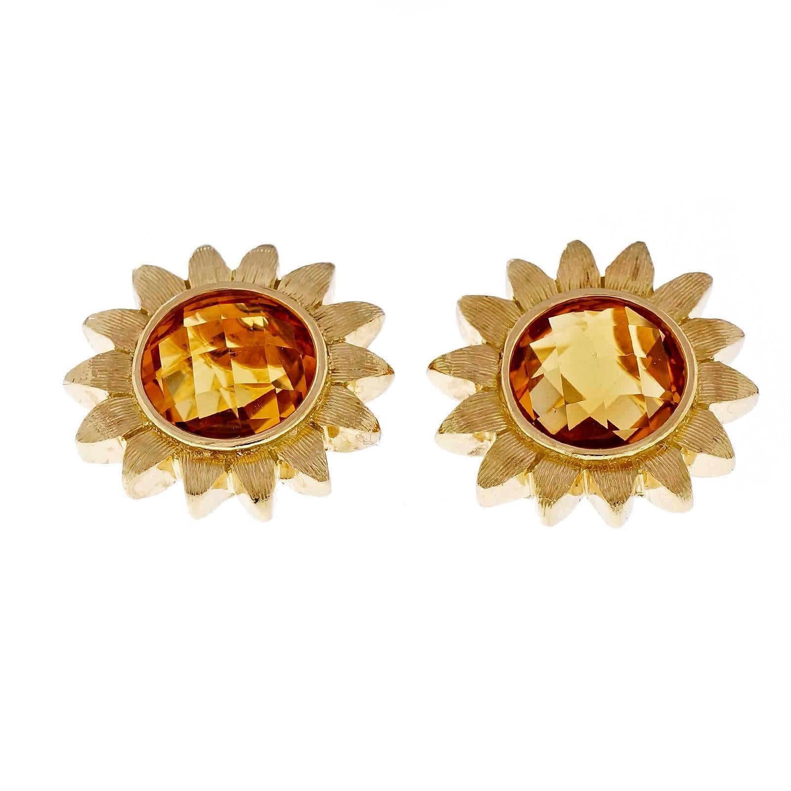 Bielka Citrine Flower Gold Earrings