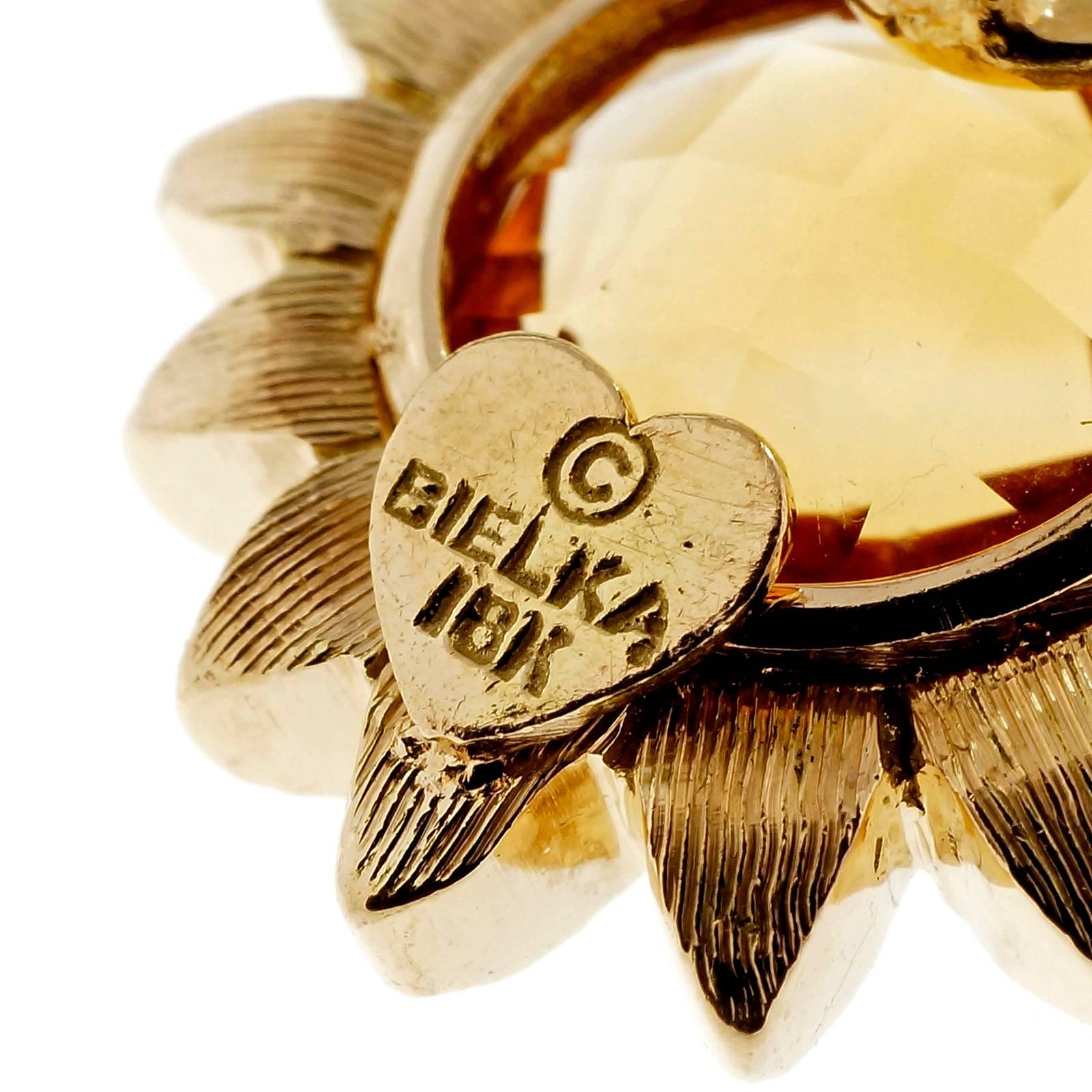 Bielka Citrine Flower Gold Earrings 1