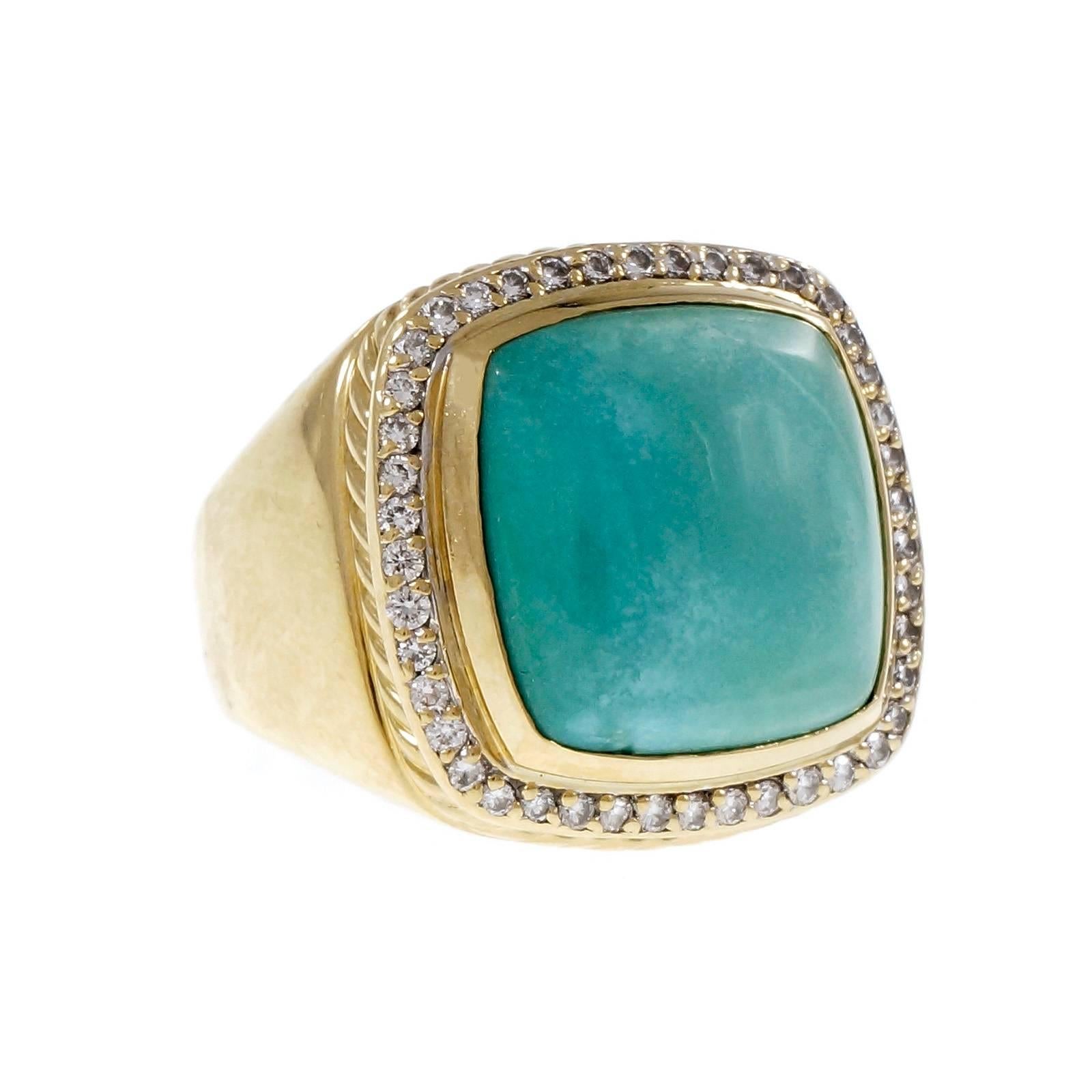 David Yurman Albion Turquoise Diamond Gold Cocktail Ring