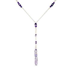 Pinctada Salt Water Pearl Briolette Amethyst Art Deco Style Drop Necklace