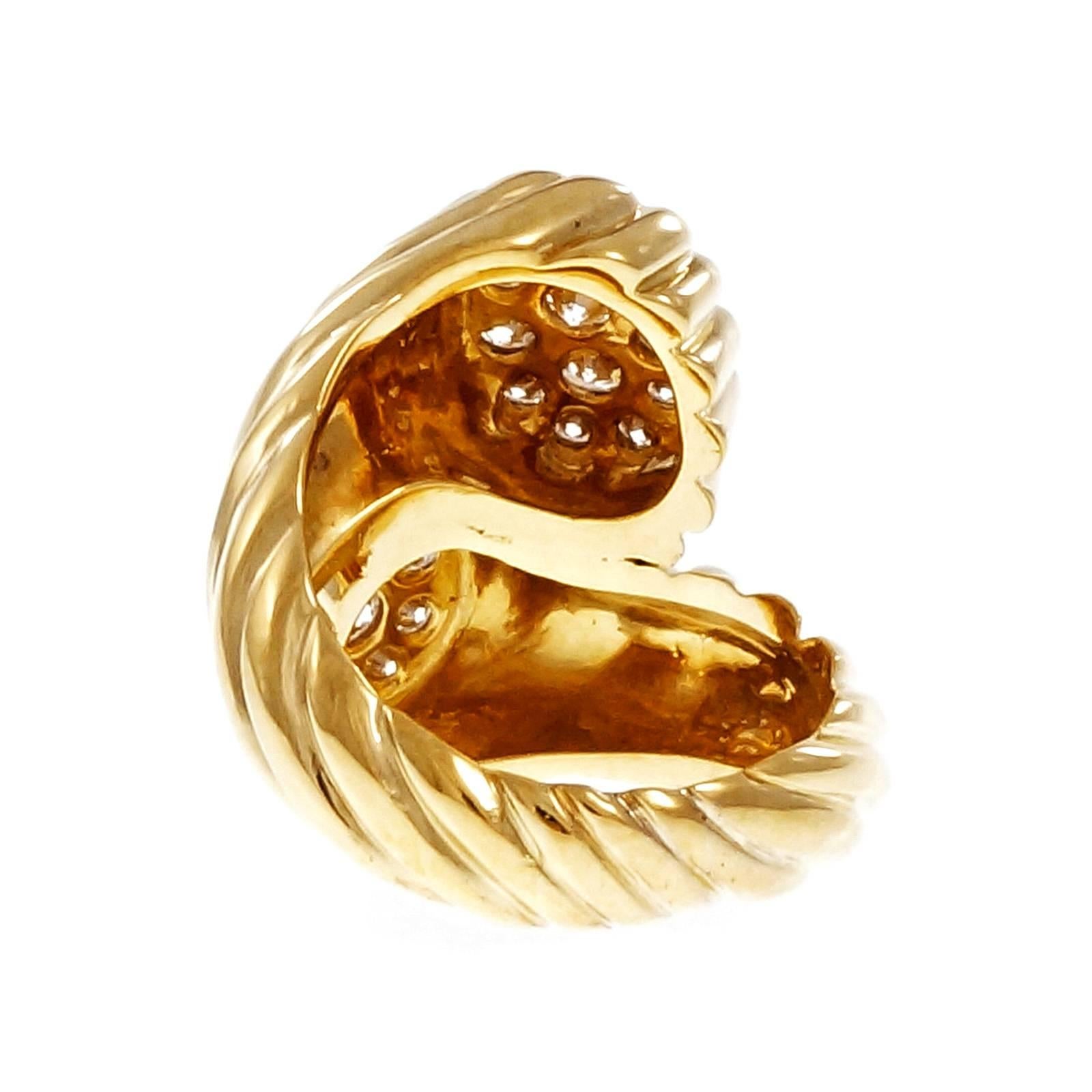 Women's Diamond Gold Shrimp Bypass Cocktail Ring