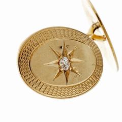 Double Sided Diamond Gold Cufflinks