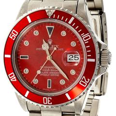 Rolex Stainless Steel Submariner Diamond Sapphire Custom Dial Bezel Wristwatch  