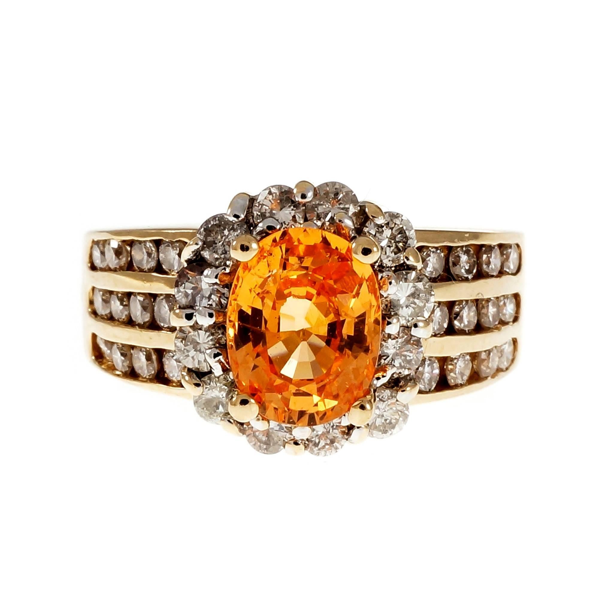 1,81 Karat Oval Spessartit Granat Diamant Halo Cocktail-Ring