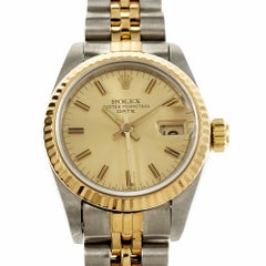 Vintage Rolex Ladies Yellow Gold Stainless Steel Date Wristwatch Model 69173