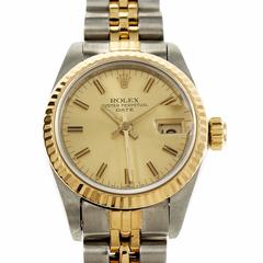 Rolex Ladies Yellow Gold Stainless Steel Date Wristwatch Model 69173 6