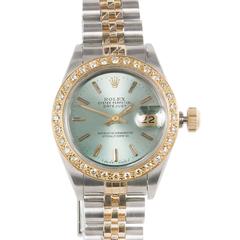 Rolex Ladies Gold Steel Diamond Bezel Dial Datejust Wristwatch, Ref 69173