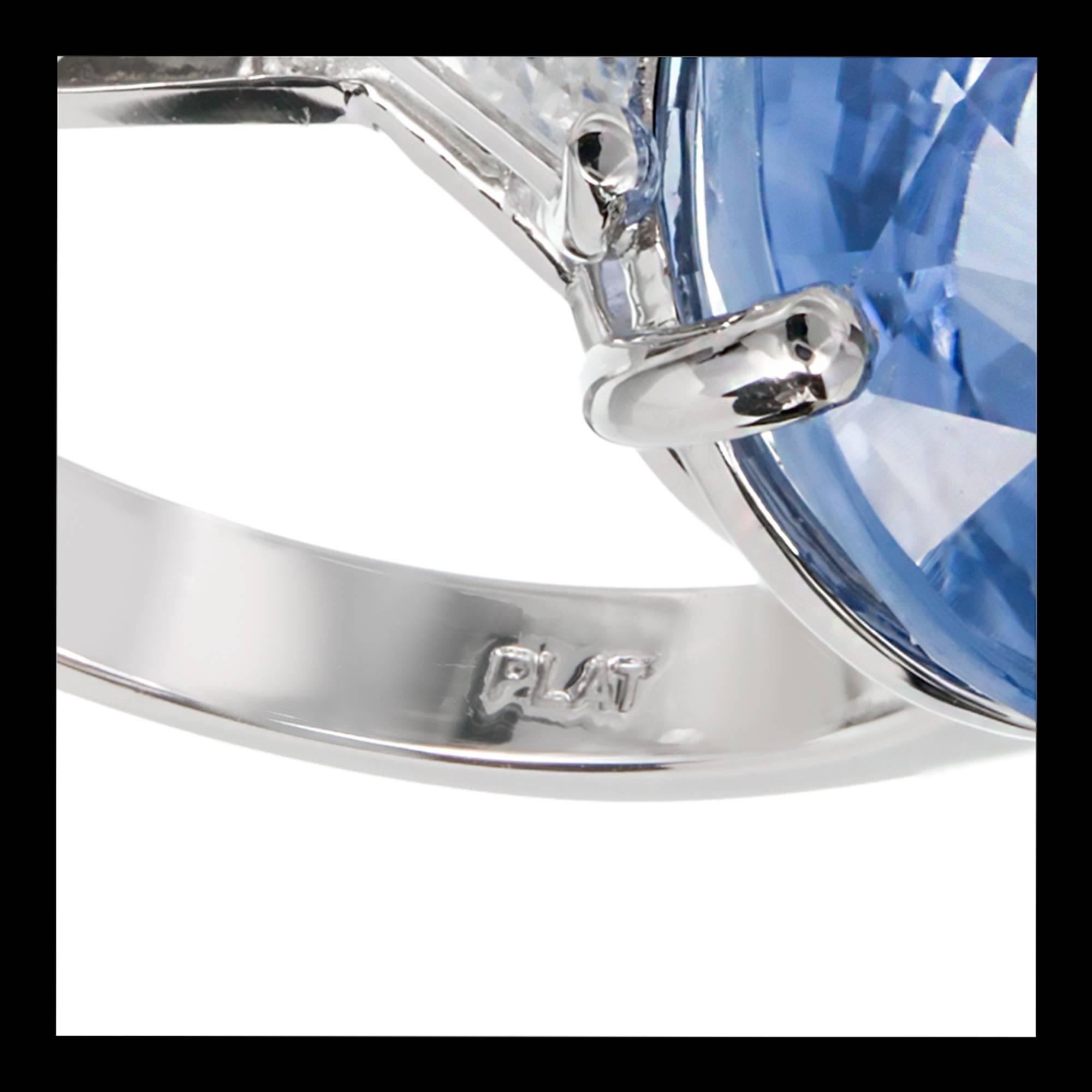 Women's Peter Suchy 15.45 Carat Oval Ceylon Sapphire Diamond Platinum Engagement Ring 
