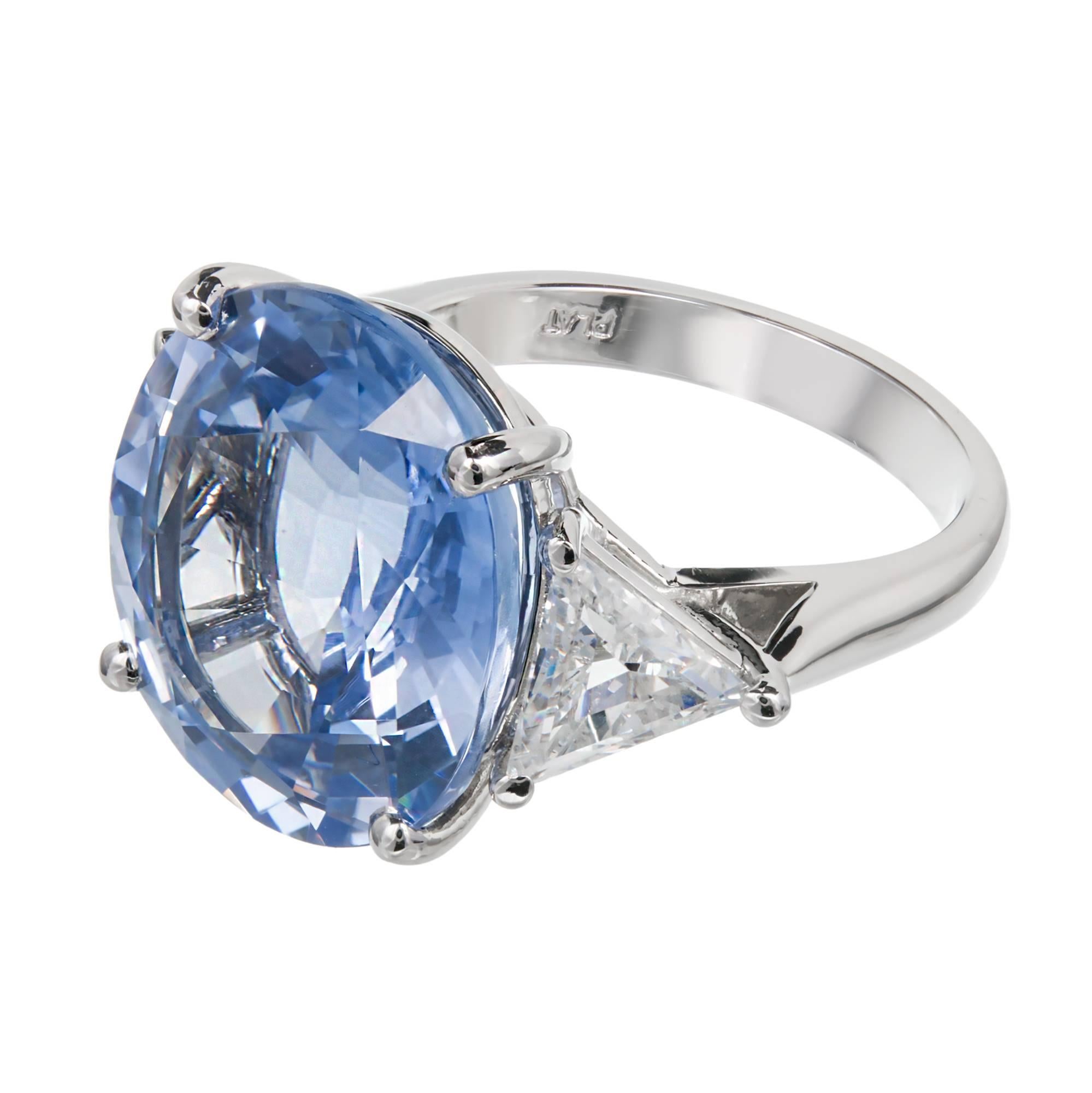 Oval Cut Peter Suchy 15.45 Carat Oval Ceylon Sapphire Diamond Platinum Engagement Ring 