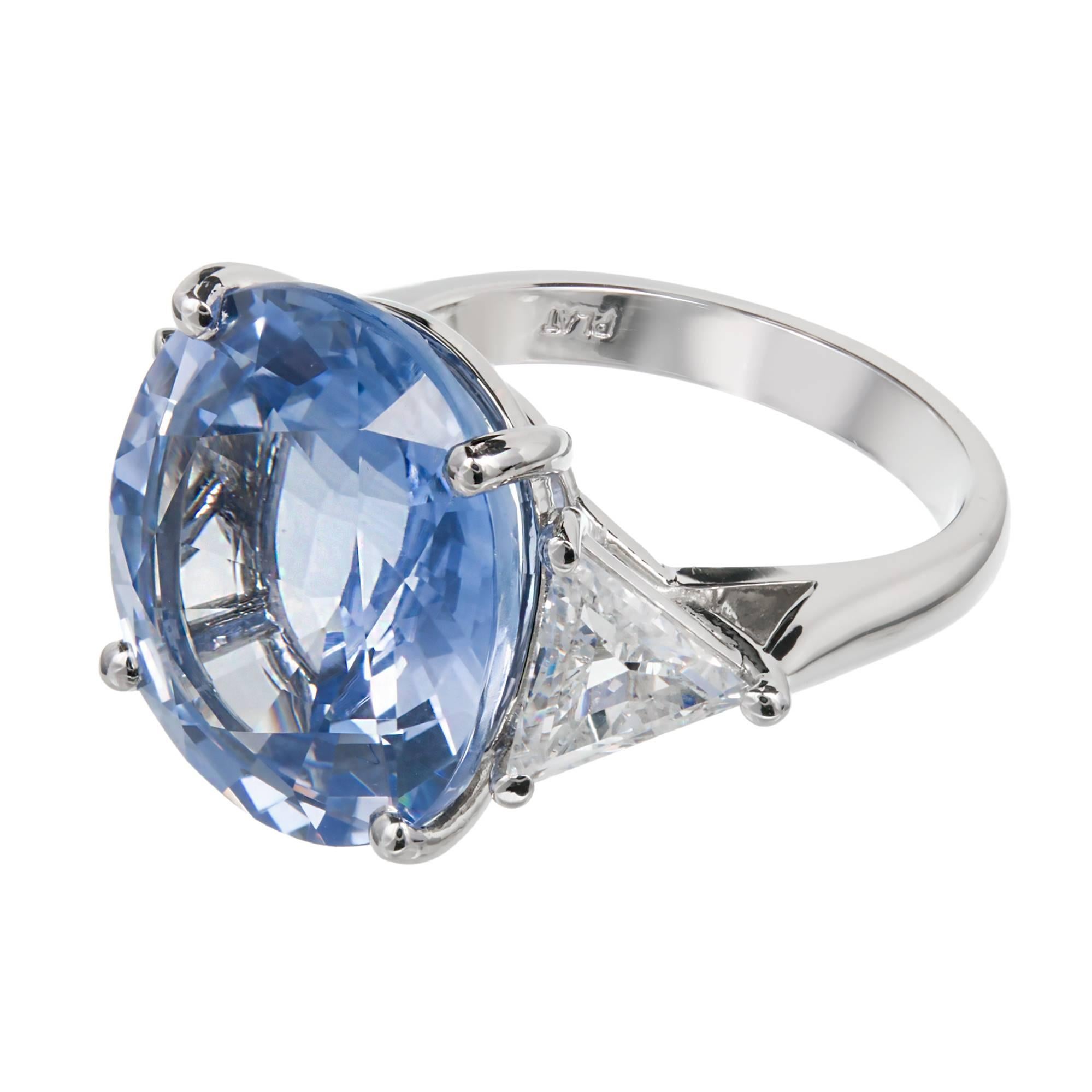 Oval Cut Peter Suchy 15.45 Carat Oval Ceylon Sapphire Diamond Platinum Engagement Ring