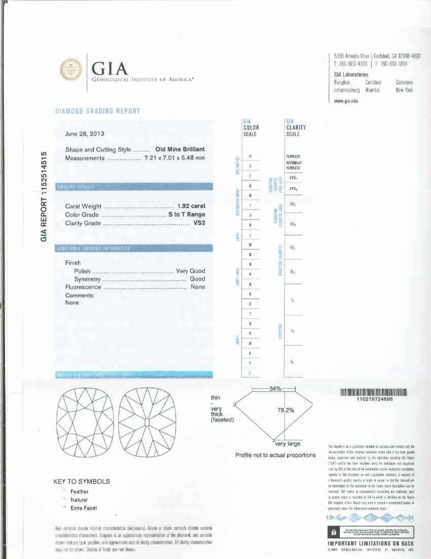 GIA Certified 1.92 Carat Diamond Sapphire White Gold Men's Ring 2