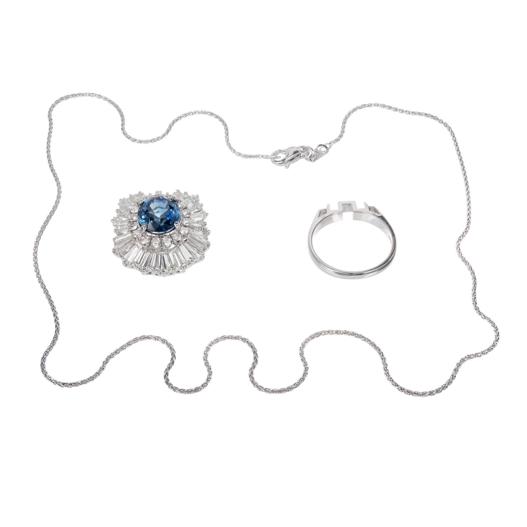 Women's Palais Sapphire Diamond Ringdant Platinum Pendant Ring