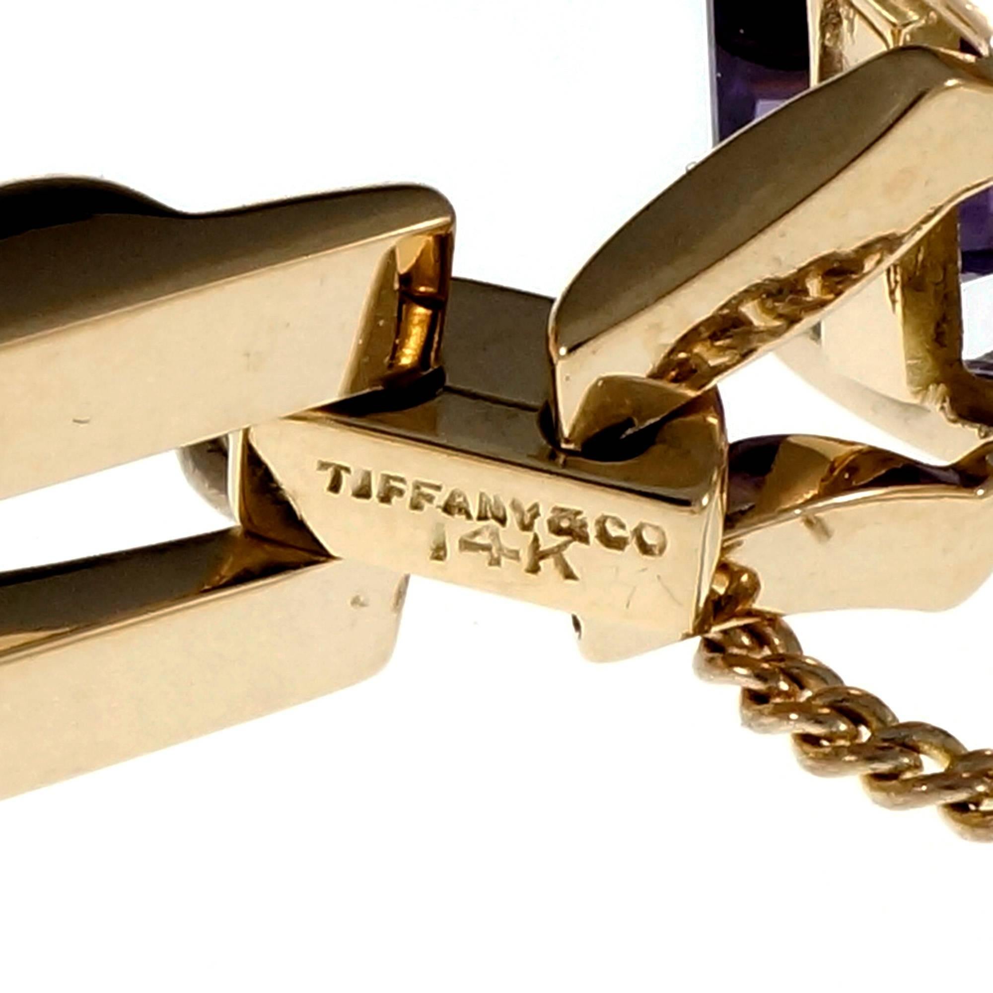 Tiffany & Co. Amethyst Yellow Gold Link Bracelet 2