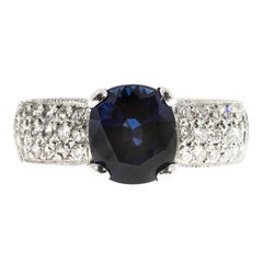 GIA Certified 1.75 Carat Sapphire Diamond Engagement Ring