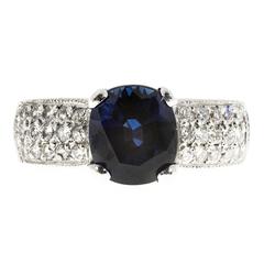 GIA Certified 1.75 Carat Sapphire Diamond Engagement Ring 1
