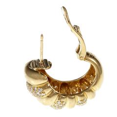 Van Cleef & Arpels Diamond Gold Hoop Earrings