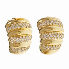 Van Cleef & Arpels Diamond Gold Hoop Earrings