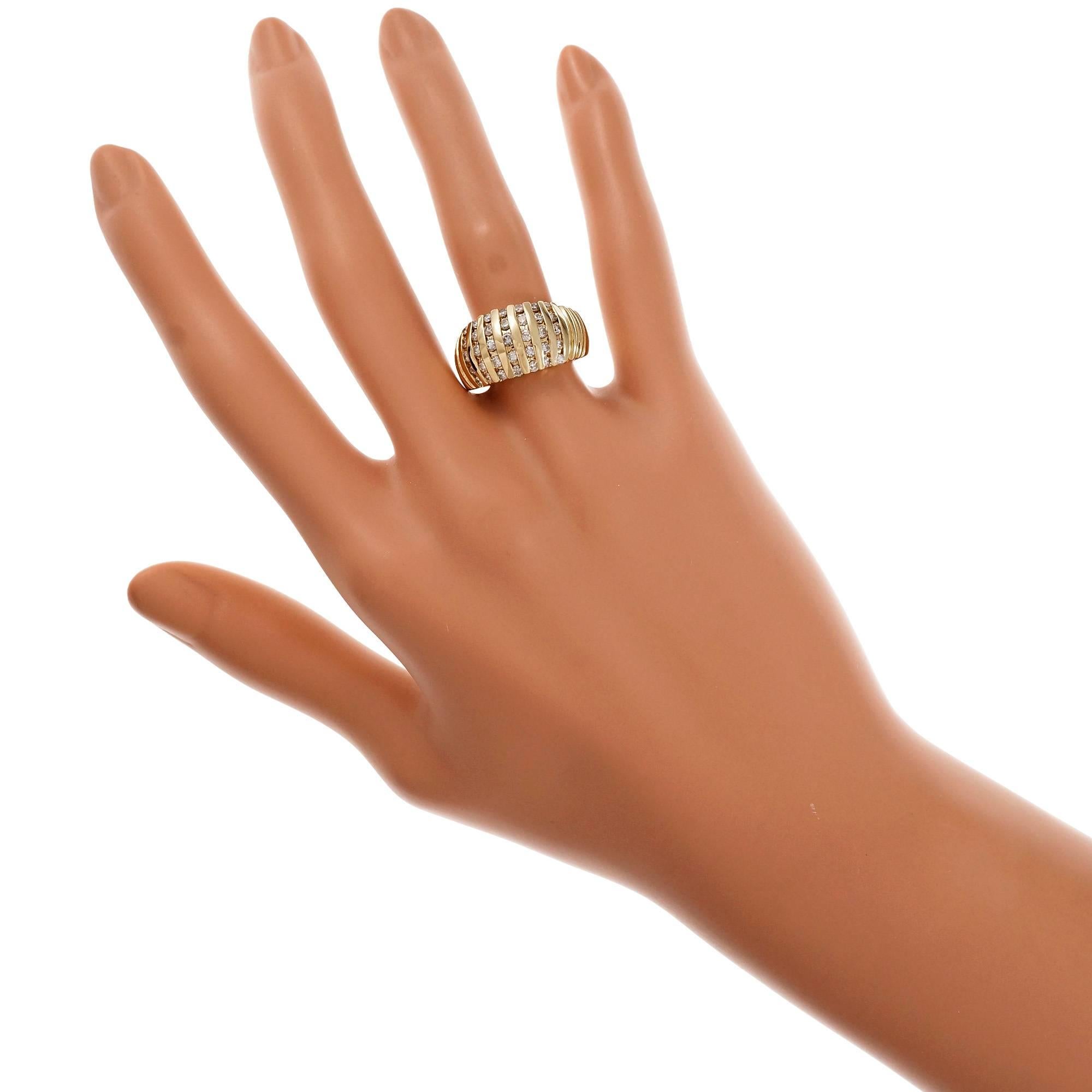Women's Domed Channel Set Diamond Gold Cocktail Ring