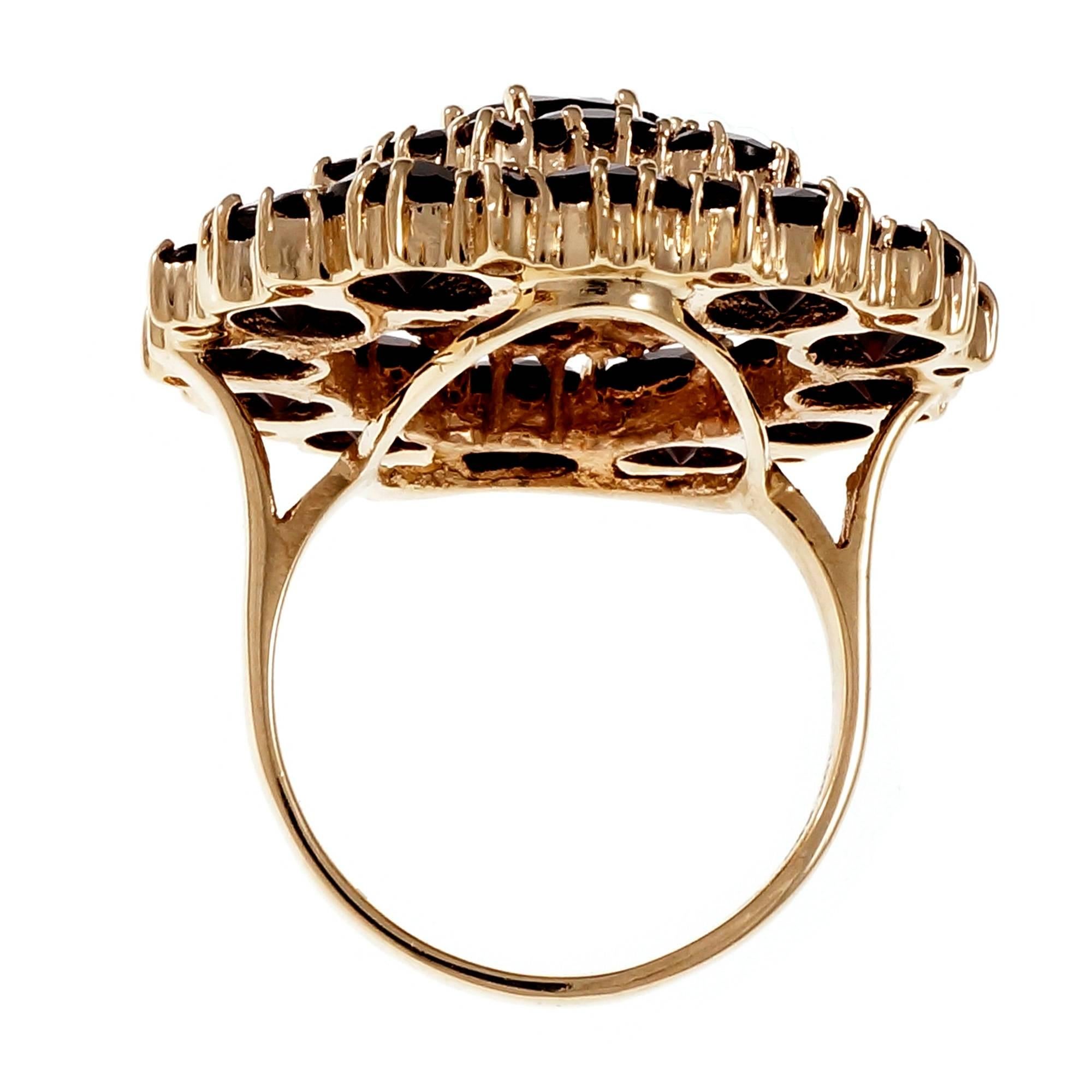 garnet cluster ring gold