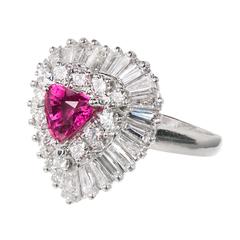 1.13 Carat Palais Ruby Diamond Ringdant Platinum Pendant Ring